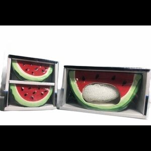 Watermelon Salt & Pepper Shaker and scrubber holde